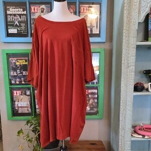 Red Asymmetrical Dolman Sleeve Casual Tee